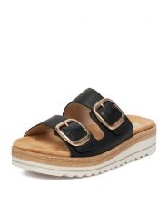 Remonte Klapki CEO-D0Q66-00 Czarny. Czarne klapki damskie Remonte, bez wzorów, ze skóry, bez obcasa. Za 369.99 zł.