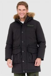 AERONAUTICA MILITARE Czarna parka męska z futrem jenota. Czarne parki męskie AERONAUTICA MILITARE, m, bez wzorów. W wyprzedaży za 1,359.99 zł.