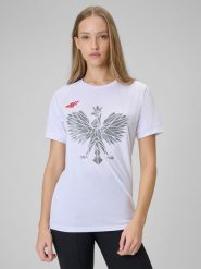4F Koszulka kibica uniseks - biała L. Białe t-shirty sportowe męskie 4f, l, bez ramiączek. Za 129.99 zł.