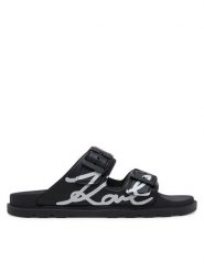 KARL LAGERFELD Klapki Kondo Tred KL80972 Czarny. Czarne klapki damskie Karl Lagerfeld, bez wzorów, z tworzywa sztucznego, bez obcasa. Za 369.99 zł.