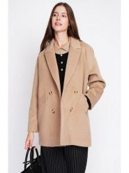 ASSUILI Płaszcz przejściowy w kolorze beżowym rozmiar: 36. Brązowe płaszcze damskie Assuili, bez wzorów, z wełny, klasyczne. Za 395.94 zł.