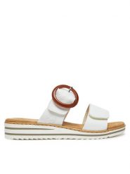 Rieker Klapki V0692-80 Biały. Białe klapki damskie Rieker, bez wzorów, z syntetyku, bez obcasa. Za 219.99 zł.