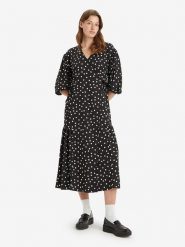 Levi´s Sukienka "Brielle" w kolorze czarnym rozmiar: M. Czarne sukienki damskie m, bez wzorów, bez kołnierzyka, bez ramiączek, midi, kopertowe. Za 136.78 zł.