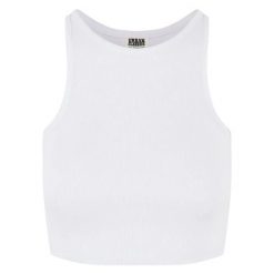 Top Damski / Damski Z Prążkowanej Bawełny Organicznej. Białe topy damskie Urban Classics, xs, bez wzorów, z bawełny, bez kołnierzyka. Za 49.99 zł.