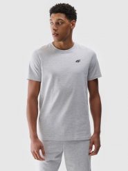 4F T-shirt regular gładki męski - szary S. Szare t-shirty męskie 4f, m, bez wzorów, z bawełny, bez kołnierzyka. Za 49.99 zł.