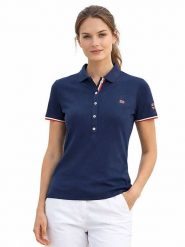 Geographical Norway Koszulka polo "Kryptonite" w kolorze granatowym rozmiar: S. Niebieskie bluzki damskie Geographical Norway, s, bez wzorów, z bawełny, bez kołnierzyka, bez ramiączek. Za 86.99 zł.