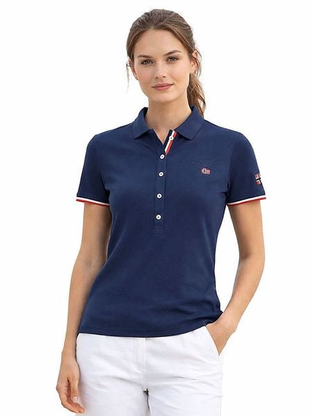 Geographical Norway Koszulka polo "Kryptonite" w kolorze granatowym rozmiar: S. Niebieskie bluzki damskie Geographical Norway, s, bez wzorów, z bawełny, bez kołnierzyka, bez ramiączek. Za 86.99 zł.