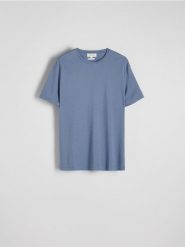 T-shirt regular z modalem - granatowy. Niebieskie t-shirty męskie Reserved, l, bez wzorów, z bawełny, bez kołnierzyka. W wyprzedaży za 69.99 zł.