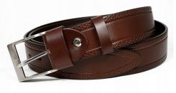 Pasek męski Rovicky brązowy PRS-07-BGE BROWN. Brązowe paski męskie ROVICKY, z aplikacjami, klasyczne. Za 50.00 zł.