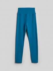 4F Legginsy treningowe szybkoschnące damskie - turkusowe XL. Niebieskie legginsy damskie 4f, l, bez wzorów, z materiału. Za 119.99 zł.