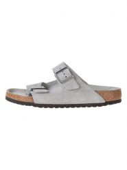 Birkenstock Skórzane klapki "Arizona" w kolorze szarym rozmiar: 44. Szare klapki damskie Birkenstock, bez wzorów, z materiału, bez obcasa. Za 404.95 zł.