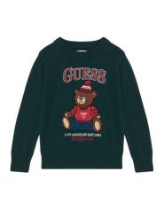 Guess Sweter N6BR03 Z1393 Zielony ciemny Regular Fit. Zielone swetry chłopięce Guess, z aplikacjami, z bawełny, bez kołnierzyka. Za 214.99 zł.