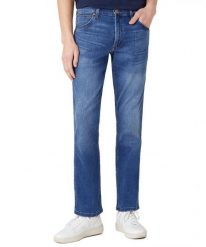 WRANGLER GREENSBORO MĘSKIE SPODNIE JEANSOWE JEANSY DŻINSY BRIGHT STROKE W15QMU91Q 112126995. Niebieskie jeansy męskie Wrangler. W wyprzedaży za 159.99 zł.