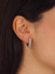 Luja Bijoux Kolczyki-kreole z cyrkoniami rozmiar: onesize. Szare kolczyki damskie Luja Bijoux, z cyrkonią, srebrne. Za 57.06 zł.