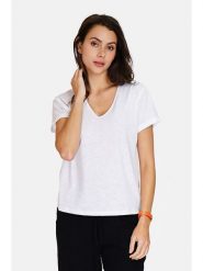 Le Jardin du Lin Koszulka w kolorze białym rozmiar: 36. Białe t-shirty damskie Le jardin du lin, bez wzorów, bez kołnierzyka. Za 56.99 zł.