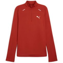 Bluza do biegania męska PUMA Run Cloudspun 1/4 Zip. Czerwone bluzy bez kaptura męskie Puma, bez wzorów, z elastanu, sportowe, bez kołnierzyka, bez ramiączek. Za 309.99 zł.