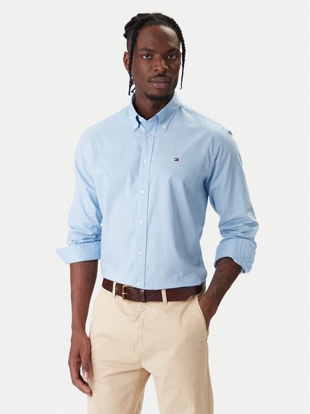 Tommy Hilfiger Koszula MW0MW40529 Błękitny Regular Fit. Niebieskie koszule męskie Tommy Hilfiger, m, bez wzorów, z bawełny, bez kołnierzyka, bez ramiączek. Za 309.99 zł.