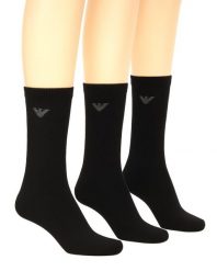 Skarpety męskie Emporio Armani Calza 3-Pack. Czarne skarpetki męskie EMPORIO ARMANI CONNECTED, bez wzorów, z bawełny. Za 93.90 zł.