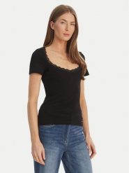 Morgan Bluzka 261-DAMOUR Czarny Slim Fit. Czarne bluzki damskie Morgan, l, bez wzorów, z bawełny, bez ramiączek. Za 129.99 zł.