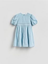 Sukienka z cekinami - jasnoniebieski. Niebieskie sukienki dziewczęce Reserved, bez wzorów, z bawełny, bez ramiączek. Za 129.99 zł.