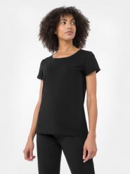 4F T-shirt regular gładki damski L. Białe t-shirty damskie 4f, l, bez wzorów, z bawełny, bez kołnierzyka. Za 49.99 zł.