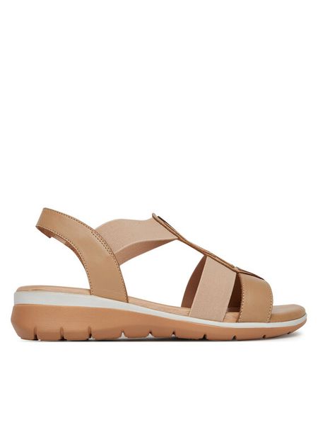 Go Soft Sandały WI16-INES-06 Beżowy. Brązowe sandały damskie GO SOFT, bez wzorów, ze skóry, bez obcasa, na płaskiej podeszwie. Za 159.99 zł.