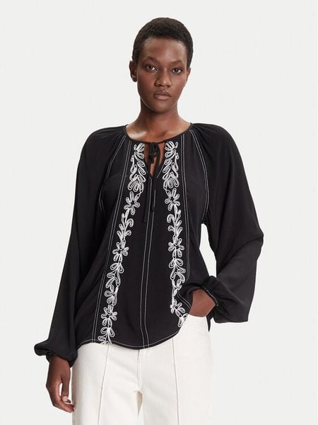 Desigual Bluzka Tallo 25WWBW07 Czarny Loose Fit. Czarne bluzki damskie Desigual, m, bez wzorów, z wiskozy, bez ramiączek. Za 369.99 zł.
