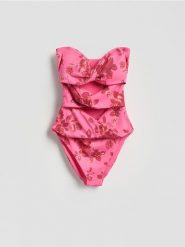 Jednoczęściowy strój plażowy - fioletowy. Fioletowe stroje jednoczęściowe damskie Reserved, bez wzorów. Za 129.99 zł.