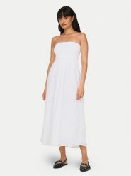 ONLY Sukienka letnia Claudia 15343044 Biały Regular Fit. Białe sukienki damskie Only, na lato, xs, bez wzorów, z bawełny, bez kołnierzyka, bez ramiączek. Za 99.99 zł.