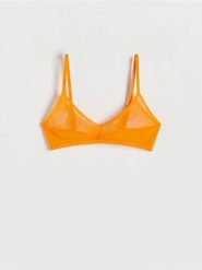 Miękki biustonosz z siateczki - pomarańczowy. Brązowe biustonosze Reserved, bez wzorów, z dzianiny. W wyprzedaży za 19.99 zł.