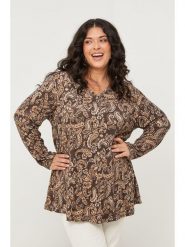 Curvy Lady Bluzka w kolorze brązowym rozmiar: 44/46. Brązowe bluzki damskie Curvy Lady, bez wzorów, z bawełny, klasyczne, bez kołnierzyka, bez ramiączek. Za 86.99 zł.
