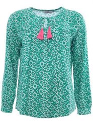 Zwillingsherz Bluzka "Irma" w kolorze zielonym rozmiar: S/M. Zielone bluzki damskie Zwillingsherz, m, bez wzorów, z wiskozy, bez kołnierzyka, bez ramiączek. Za 83.22 zł.