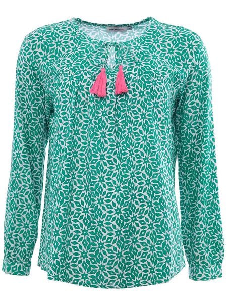 Zwillingsherz Bluzka "Irma" w kolorze zielonym rozmiar: S/M. Zielone bluzki damskie Zwillingsherz, m, bez wzorów, z wiskozy, bez kołnierzyka, bez ramiączek. Za 83.22 zł.