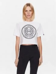 T-SHIRT KOSZULKA DAMSKA CROP ELLESSE. Białe bluzki sportowe damskie Ellesse, uniwersalny, bez wzorów, z bawełny, bez ramiączek. Za 116.99 zł.