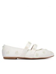 Buffalo Baleriny Dahlia Flower Pearl 1620070 Biały. Białe baleriny damskie Buffalo, bez wzorów, z materiału, bez obcasa. Za 349.99 zł.