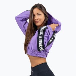 Bluza NEBBIA Crop Hoodie Iconic. Fioletowe bluzy bez kaptura damskie Nebbia. Za 269.99 zł.