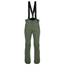 Spodnie narciarskie softshell Peak Mountain Ceprim. Zielone spodnie materiałowe męskie Peak Mountain, bez wzorów, z softshellu, sportowe. Za 505.00 zł.