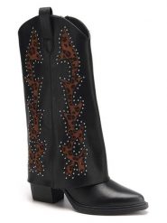 C'M Kozaki w kolorze czarno-jasnobrązowym rozmiar: 37. Brązowe kozaki damskie C'M, bez obcasa. Za 195.99 zł.