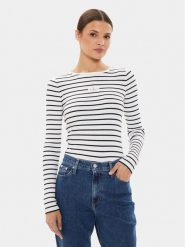 Calvin Klein Jeans Sweter J20J223611 Biały Slim Fit. Białe swetry klasyczne damskie Calvin Klein Jeans, xs, z jeansu, bez kołnierzyka. Za 369.99 zł.