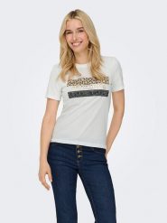 ONLY Koszulka w kolorze białym rozmiar: XL. Białe bluzki damskie Only, xl, bez wzorów, z bawełny, bez kołnierzyka. Za 48.39 zł.