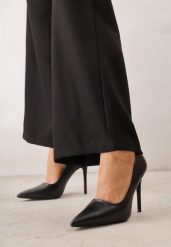Czarne Klasyczne Szpilki VICES w Minimalistycznym Stylu Praselea. Czarne szpilki Born2be, bez wzorów, z jeansu, bez obcasa. Za 119.99 zł.