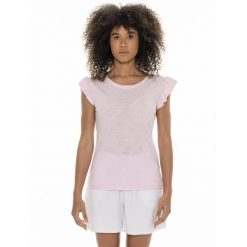 Koszulka z bawełna na co dzień na siłownię. Czerwone t-shirty damskie LEONE 1947 APPAREL, bez wzorów, z bawełny, bez kołnierzyka. W wyprzedaży za 67.30 zł.