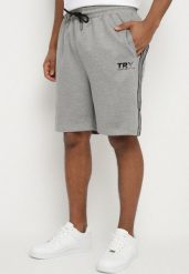 Szare Szorty Dresowe z Gumką w Talii i Bocznymi Zdobieniami Mepassa. Szare szorty męskie Born2be, z dresówki, bez kołnierzyka. Za 54.99 zł.
