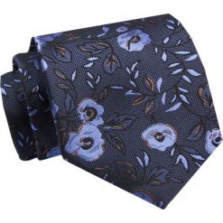 Krawat - ALTIES - Niebieskie Kwiaty, Granatowe Tło. Niebieskie krawaty i muchy męskie Alties, bez wzorów, z tkaniny, eleganckie. Za 49.00 zł.