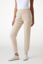 GUESS Spodnie damskie dresowe w kolorze taupe Olympe, Rozmiar S. Brązowe spodnie dresowe damskie Guess, s, z aplikacjami, z dresówki. W wyprzedaży za 219.99 zł.