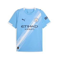 Koszulka domowa Manchesteru City 2025/26. Niebieskie t-shirty sportowe męskie Puma, l, z materiału, bez ramiączek, do piłki nożnej. Za 425.35 zł.