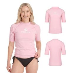 Koszulka damska AQUASTIC Rimos WMNS UV 50 UPF do sportów wodnych szybkoschnąca. Czerwone bluzki sportowe damskie AQUASTIC, na lato, s, bez wzorów, z elastanu, bez ramiączek. Za 49.99 zł.