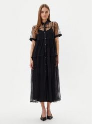 LOLA CASADEMUNT Sukienka codzienna LS2516018 Czarny Regular Fit. Czarne sukienki damskie lola casademunt, na co dzień, s, bez wzorów, z bawełny, bez kołnierzyka, bez ramiączek, proste. Za 409.99 zł.