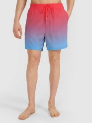 4F Szorty kąpielowe w kolorze błękitno-czerwonym rozmiar: S. Czerwone szorty sportowe męskie 4f, s, z materiału, outdoorowe. Za 49.95 zł.