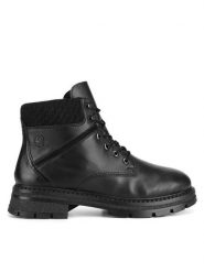 Rieker Botki Z9802-00 Czarny. Czarne botki damskie Rieker, ze skóry, bez obcasa, na płaskiej podeszwie, bez zapięcia. Za 293.99 zł.
